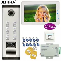 Квартирный… от jeruan 9 дюймов Цвет TFT видео-телефон двери домофон доступ 700TVL Камера дома ворота вход безопасности комплект для 14 семей