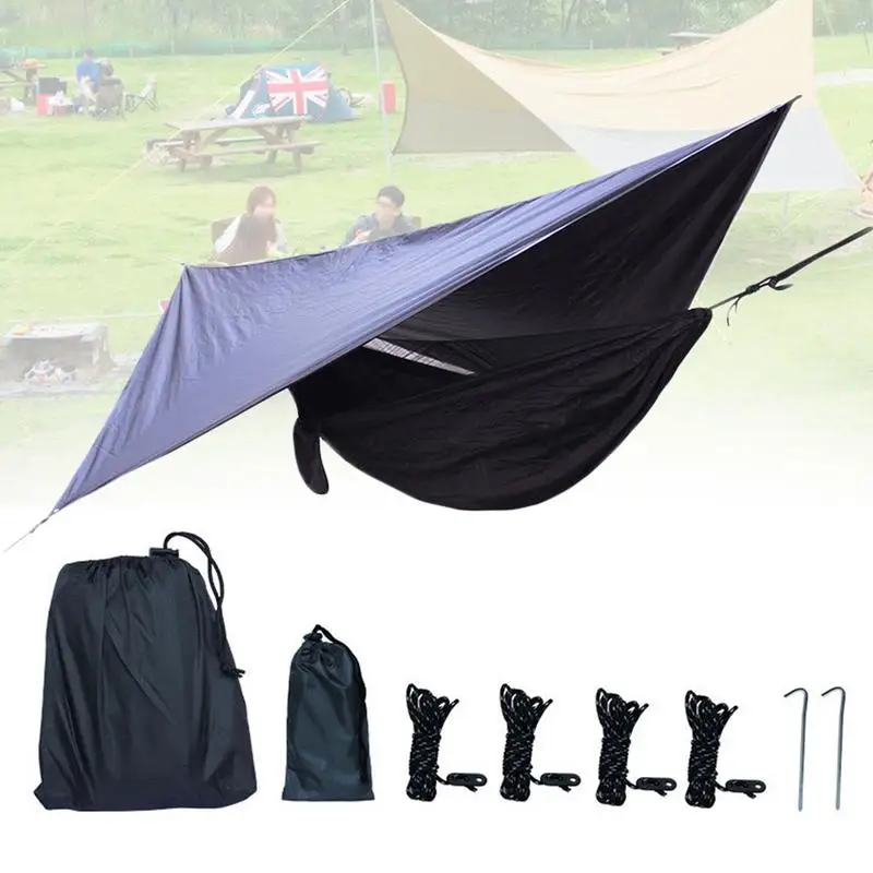 

Outdoor Mosquito Net Tent Set Plaid Cloth Canopy Shade Plus Double Mosquito Net Hammock Camping Hiking Park Party Awning