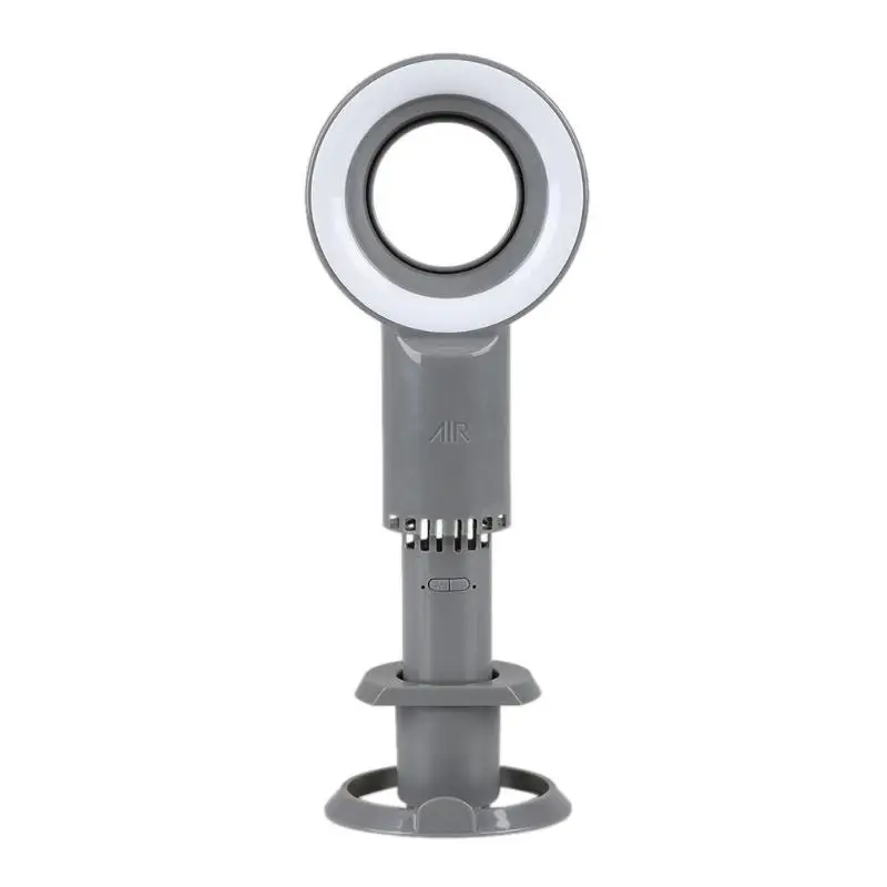  Portable Mini Leafless Fan with Mobile Phone Holder Handheld 3 Speed Adjustable USB Charging Air Co