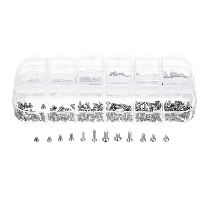 

Suleve MXSP7 240Pcs Mini Phillips Screw 304 Stainless Steel Flat Head Notebook Laptop Repair
