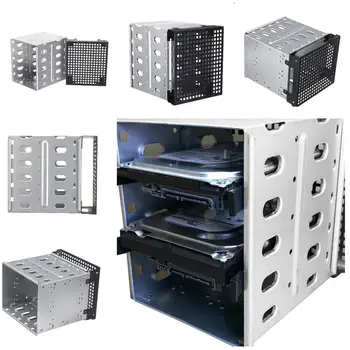 

5.25" to 5x 3.5" SATA SAS HDD Cage Rack Hard Driver Tray Caddy with Fan Space