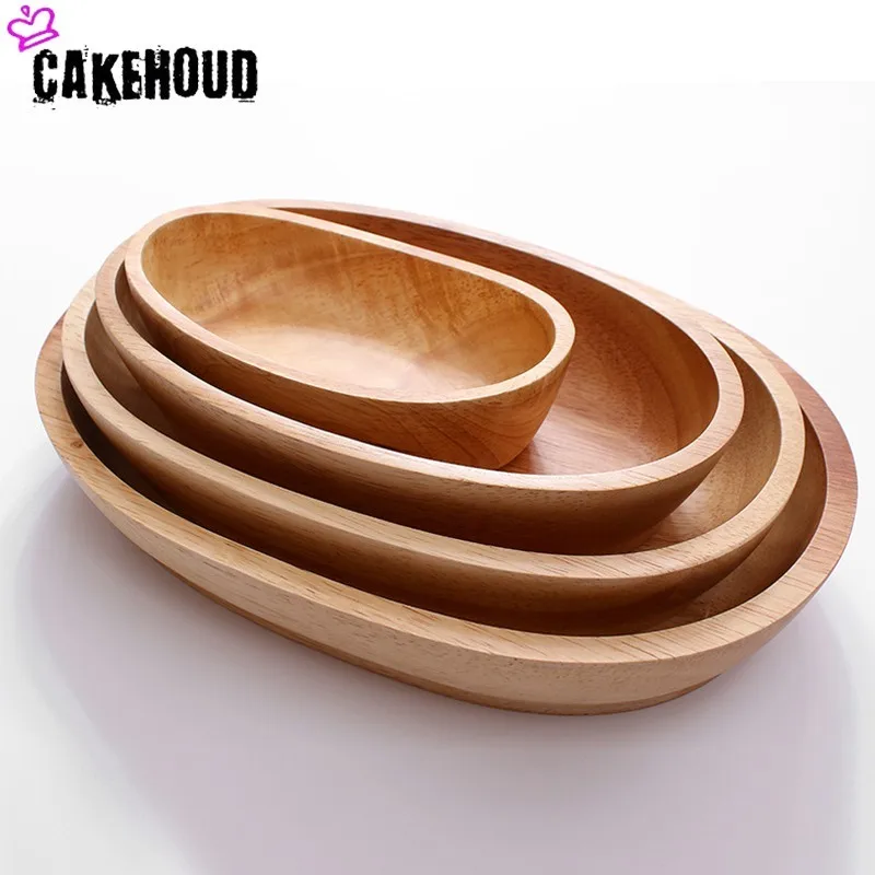 CAKEHOUD Oval Boat shaped Wooden Tray Party Plank Wood Plate Hotel And