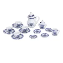 Dcolor набор из 15 шт 1/12 кукольный домик миниатюрная столовая посуда фарфоровый чайный сервиз чайник+ блюдо+ чашка+ тарелка- синий
