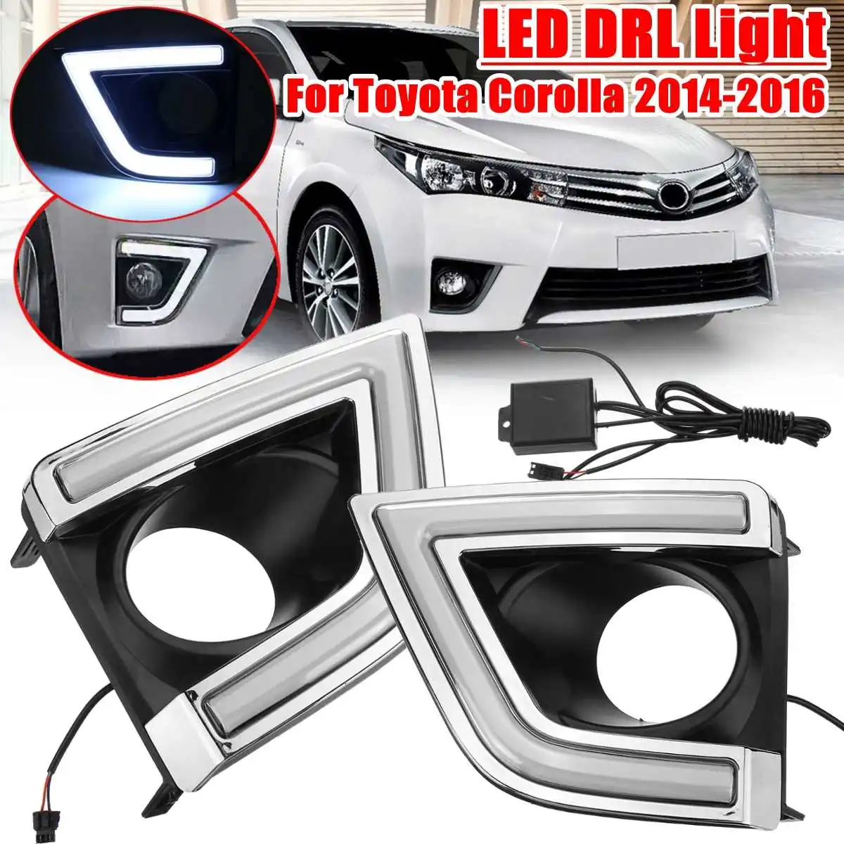 

2Pcs Front Bumper Drl Led for Toyota Corolla 2014 2015 2016 Daytime Running Light 12V Drl Car Accessories White Driving Fog Lamp