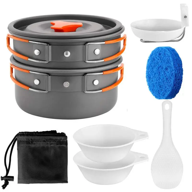 

Portable Camping Cookware Kit Kitchen Pan Pot Set Suitable Hiking Camping Accessories Cooking Outdoor Cooking Utensils