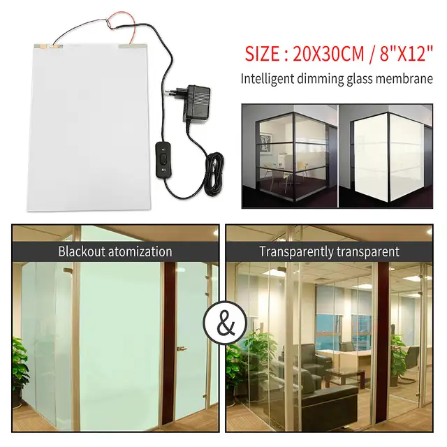 Us 18 73 42 Off 20x30cm Pdlc Switchable Smart Film Glass Window Film Privacy Home Office Door Sticker Self Adhesive Frosted Electrochromic In