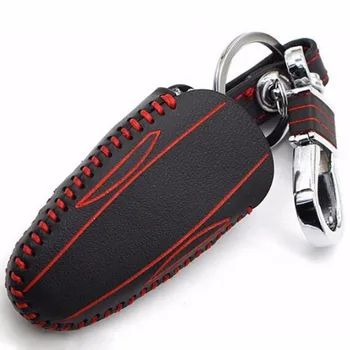 

JXLCLYL PU Leather Smart Remote Key Fob Case Holder Cover For Tesla Model S Red