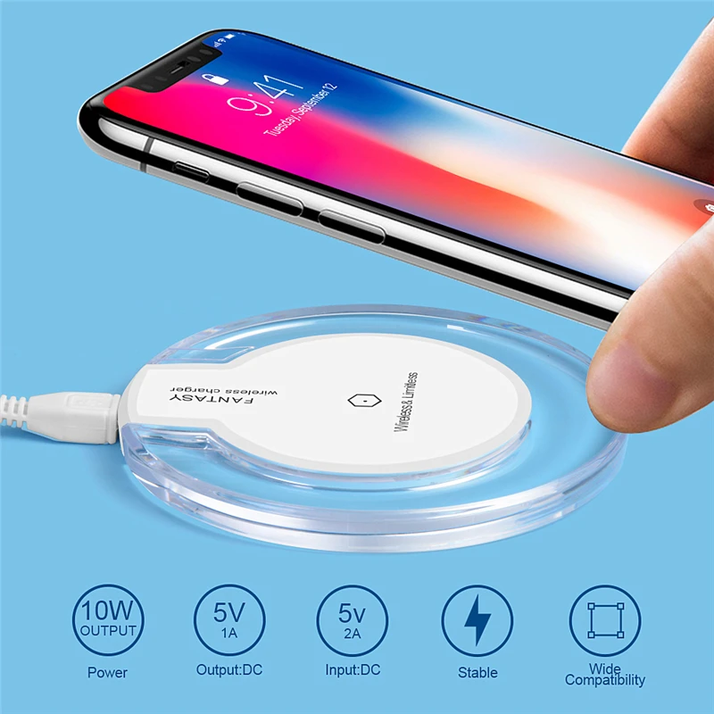 QI Беспроводное зарядное устройство для samsung Galaxy S8 для samsung S7, беспроводное зарядное устройство для телефона, быстрая зарядка для iPhone 8 X, универсальное USB