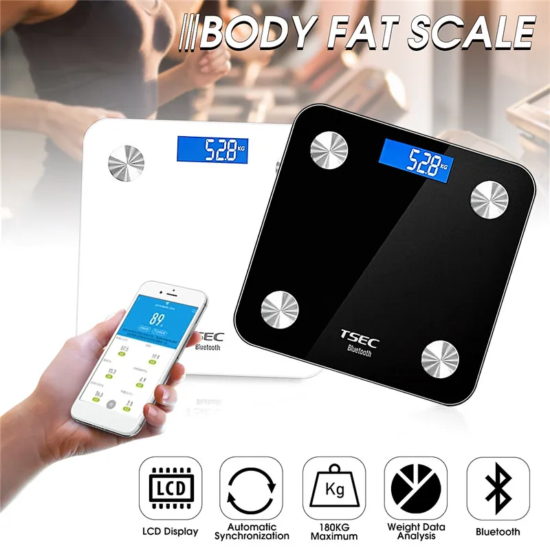 

Scientific Smart bluetooth Fat Scales LCD Digital Weight Data Analysis Body Fat Scales Household Bathroom Balance Weighing Scale