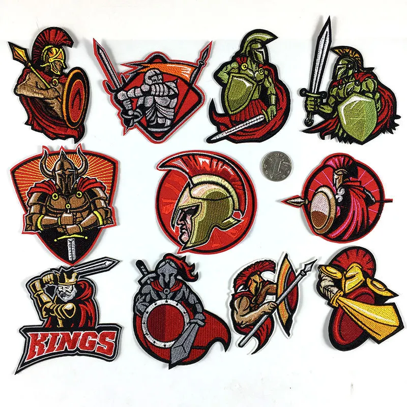 

King of war Spartacus knight Badge Embroideried Iron On Patches For Clothing Patches For Clothing Diy Ironing Stickers H Patch