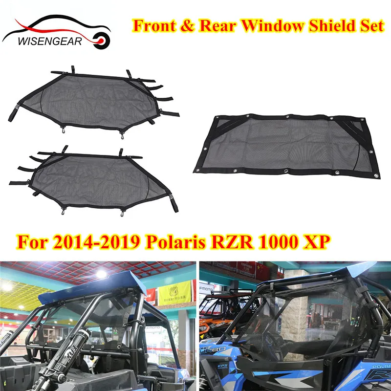 For 2014 2019 Polaris RZR 1000 XP 4 Turbo Front & Rear Window Shield Set UTV Window Net Roll