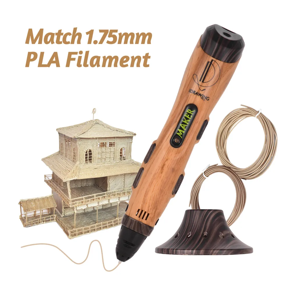 

Aibecy IDRAWING 3D Printing Pen Intelligent Three Dimension Drawing Pen with Pen Guard Bonus Wood-Color PLA Filament Refills