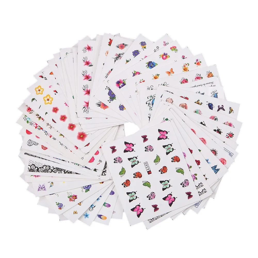 

Set Mixed Butterfly Flower Pattern Nail Paper Tip Nail Art Styling Set DIY Watermark Manicure