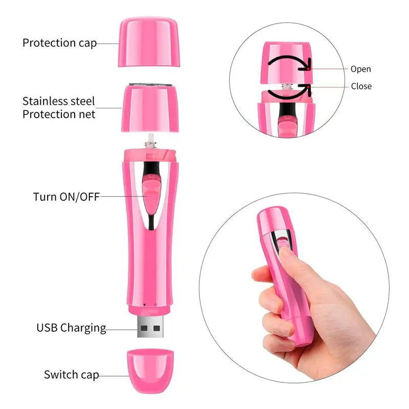 Mini Portable Hair remover/Painless Facial Hair Removal/Rechargeable Nose&Eyebrow Bikini Trimmer/Electric Shaver with Built-in