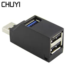 CHUYI мини USB беспроводной концентратор 3 порта Портативный 1 Порт USB3.0+ 2 порта USB 2,0 разветвитель адаптер для MacBook компьютер ПК Аксессуары
