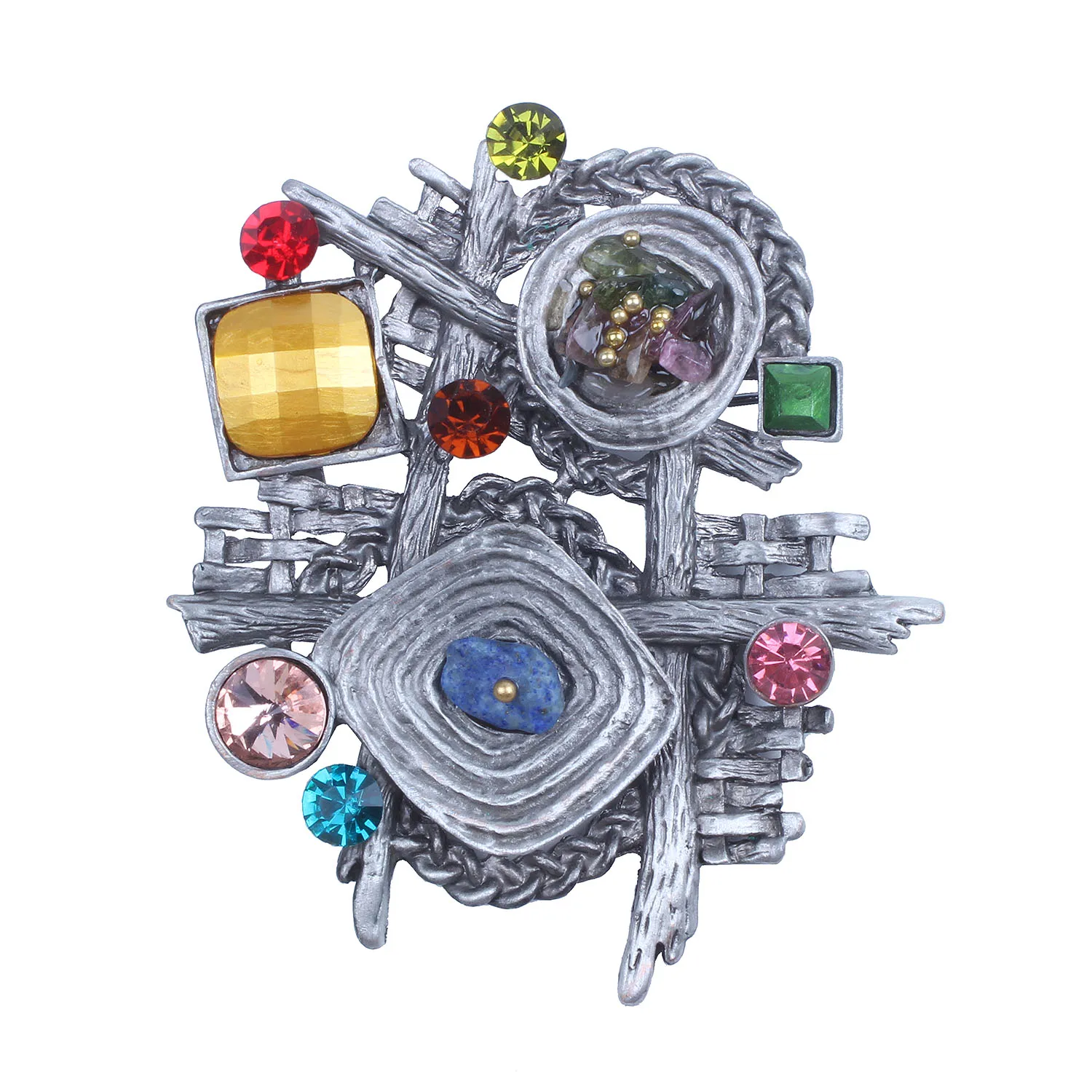 

Stone Scarf Clip Vintage Brooches for Women Antique Ethnic Retro Irregular Geometric Brooch Jewelry