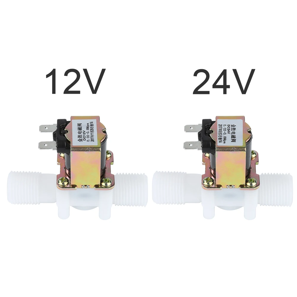 

New 12V/24V Universal 1/2" N/C Plastic Electric Solenoid Valve Magnetic Water Air Normally Closed 0-0.8 MPA Nominal Pressure