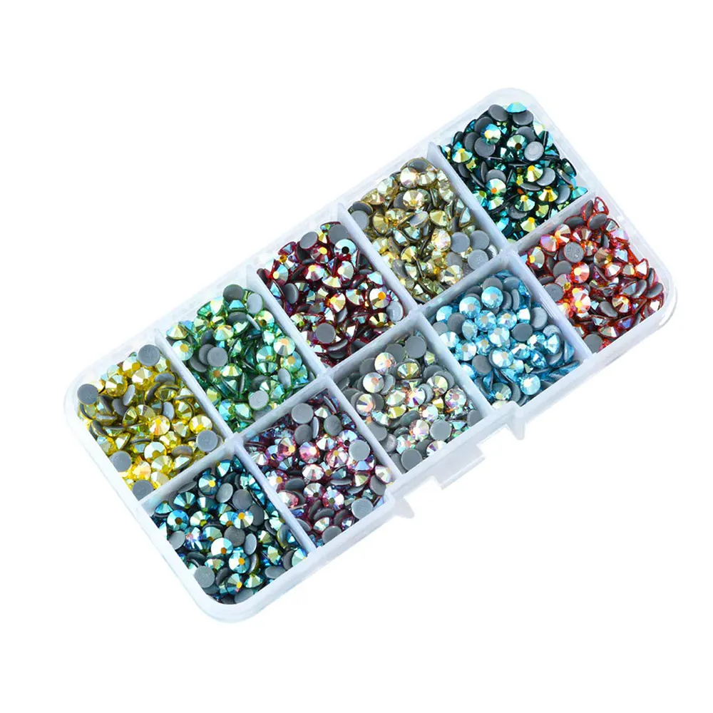 

Mix Colors AB With Box ! 10 colors SS20 ss16 ss10 High Quality Stone Garment Crystal Glass Material