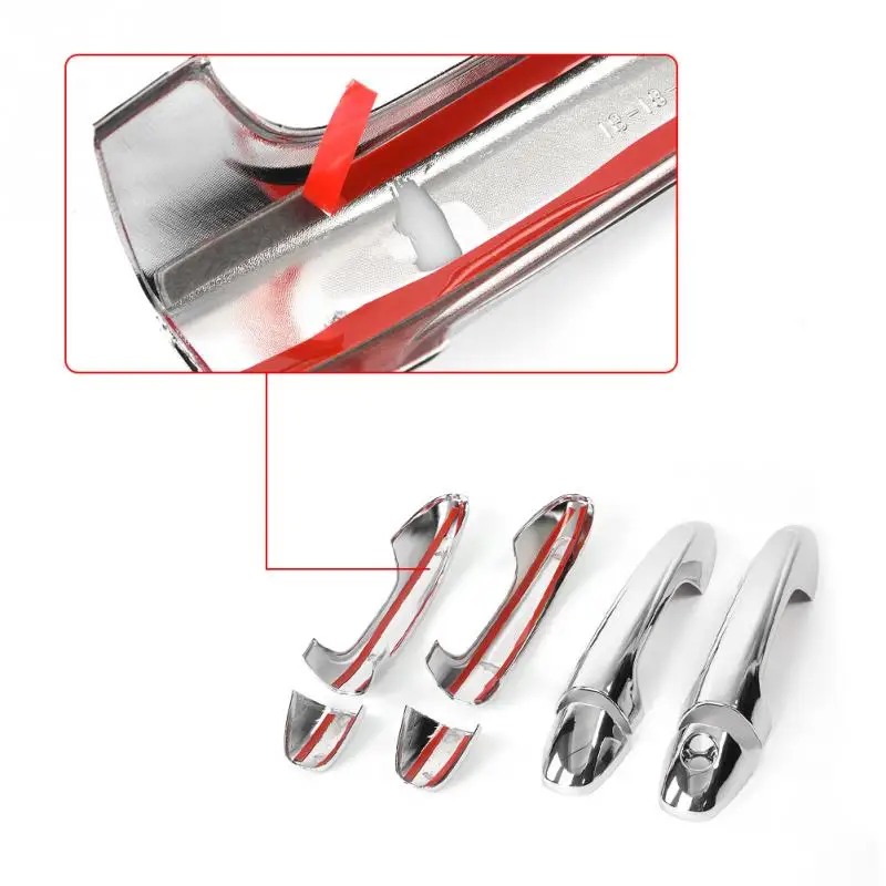 

4pcs Lightweight Anti-rust Silver Chrome/Carbon Fiber Car Door Handle Cover Trim Frame for Toyota Yaris VIOS (XP150) 2019