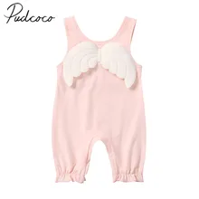 Г. Летняя одежда для малышей комбинезон с крыльями для новорожденных девочек, однотонный розовый комбинезон без рукавов, одежда с ангелом пляжный костюм для детей от 0 до 24 месяцев