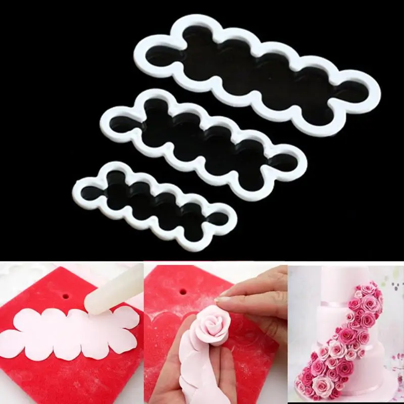 

3pcs/set high quality plastic creative Fondant Cake Cookie Decorating Cutter Rose Flower Mold Cake Tool for funny cooking
