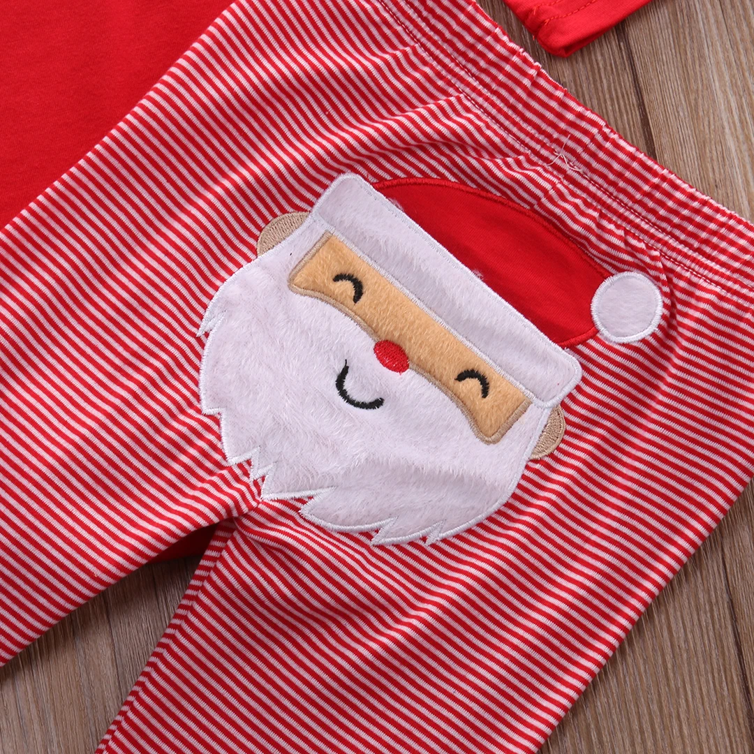 Emmaaby/; Рождественский комбинезон с надписью для новорожденных мальчиков и девочек; длинные штаны в полоску; комплект одежды