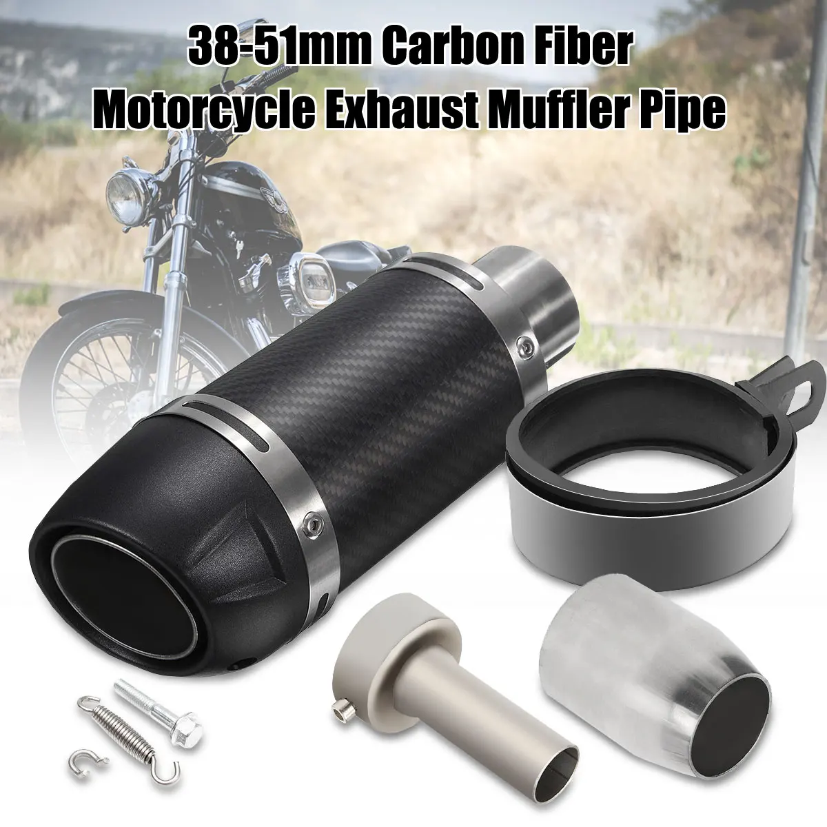 

Universal Motorcycle Exhaust Pipe 38-51MM Moto Muffler Escape Pipe With Silencer ATV Dirt Pit Bike for Suzuki For Honda