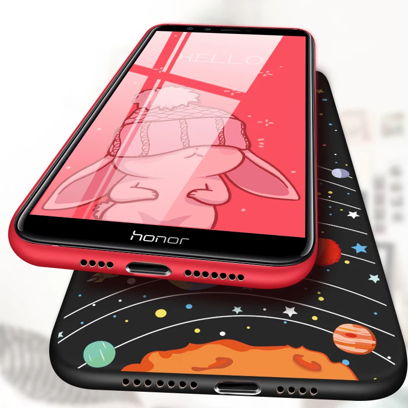 

Soft Silicone Case For Huawei Honor 9 Lite Case Cute Cartoon Back Cover 3D Relief Coque Bumpers For Huawei Honor 9 Capa