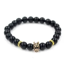 Натуральная черная индивидуальность бусины энергия мужчины браслет браслеты для женщин украшение браслет Feminina Masculina