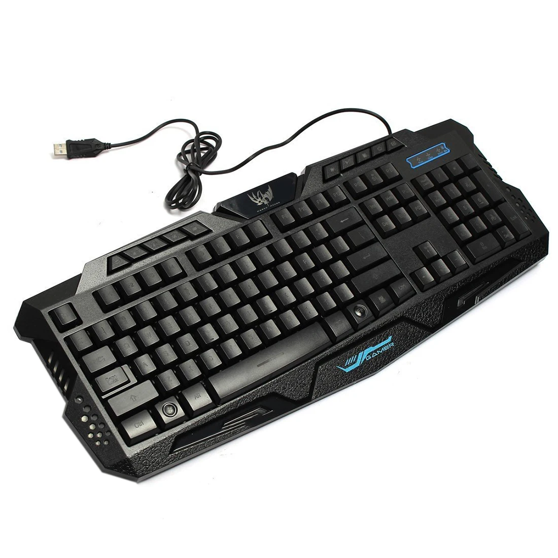 

Gaming Gamer US Keyboard Illuminated with LED Illumination 3 Colors Adjustable (Red, Blue, Purple) Backlit USB Cable Keyboard