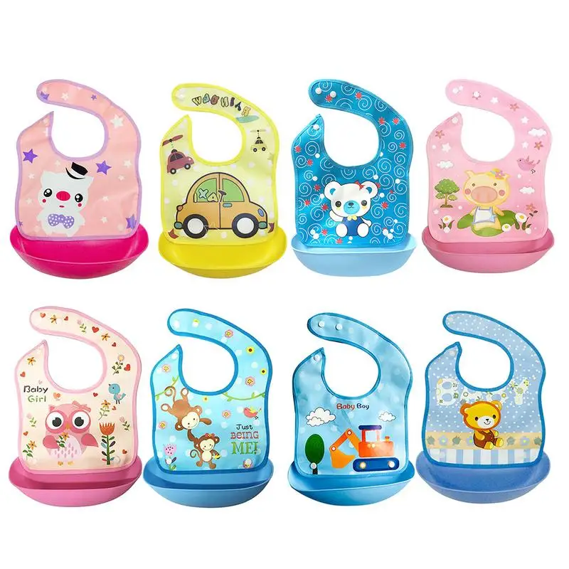 

Baby Detachable Eating Bibs Foldable Waterpoof Durable Soft Saliva Towel With Detachable Food Catcher for 1-3 Years Old