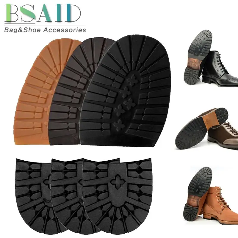 

BSAID 4pcs Rubber Shoe Outsoles Wearproof Nonslip Snow Hiking, DIY Heel/Forefoot Shoe Sole Pads For Men Leather Business Shoes