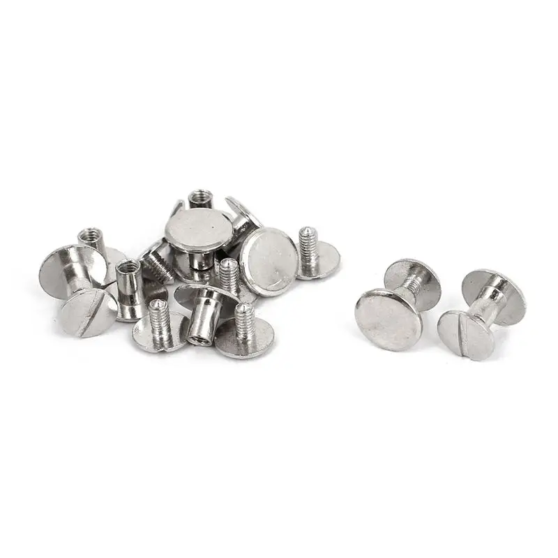 

10 sets Leather belt 5 x 6 mm silver screw binding
