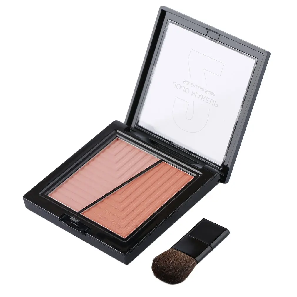 Портативный и мини 2 цвета Rouge# Professional Макияж лица Натуральный Румяна с шелковой гладкой кисточки