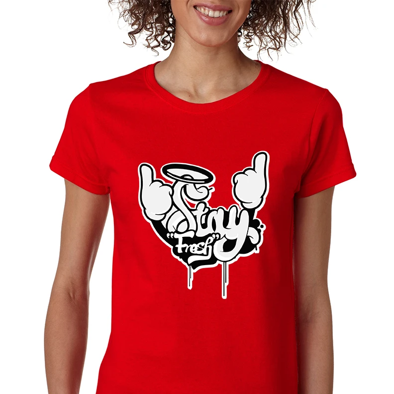 Женская футболка Stay Fresh Fingers Up Cute Cool Tee|Футболки| |