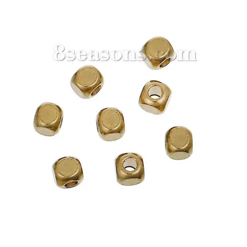 

Brass Spacer Beads Cube Brass Color About 3mm( 1/8") x 3mm( 1/8"), Hole: Approx 1.5mm, 500 PCs new