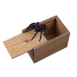 Забавные игрушки коробочка с сюрпризом укус паука в деревянной коробке практические смешно шутка игрушка