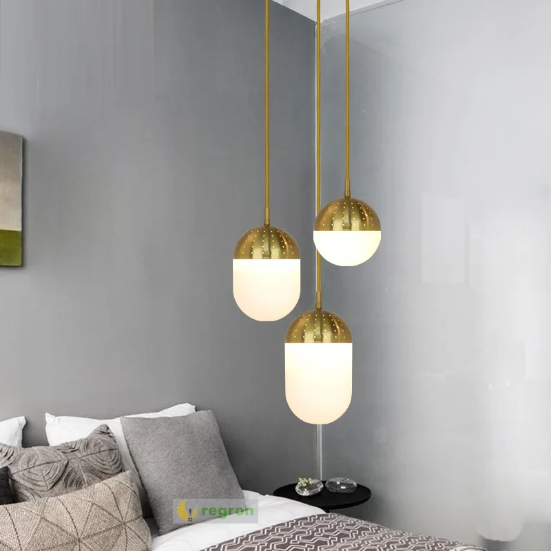 Креативная столовая Lights Личность Железо Медное покрытое стекло Подвешивание