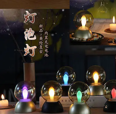 

1PC Creative Retro Brief Bright Bulb Lamp LED Romatic Night Desk Light USB Rechargeable Bedside Light