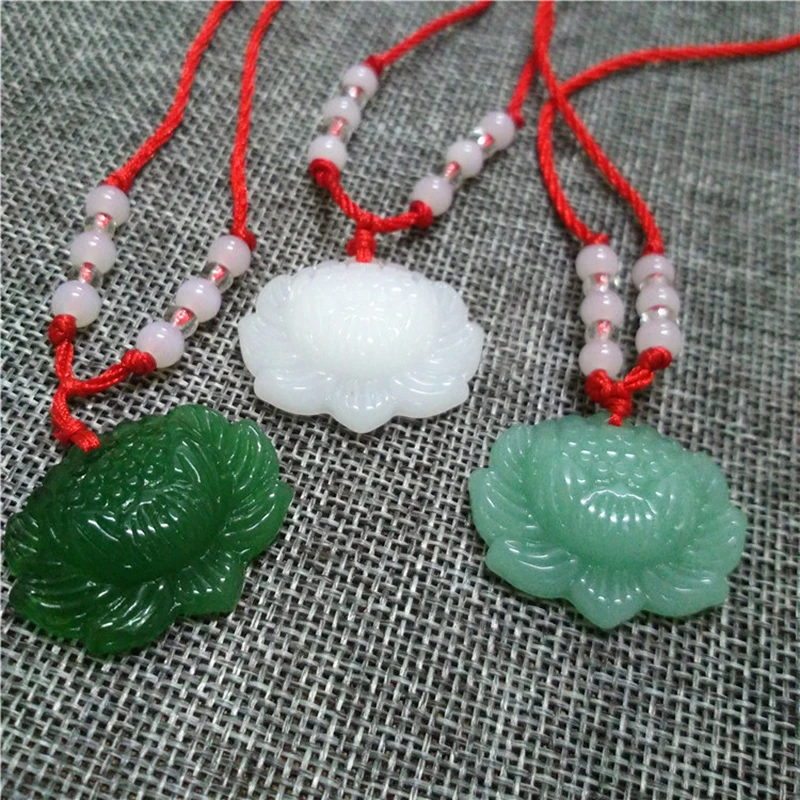 

Necklace pendant Fashion Male Lotus pendant Pendant Lucky 1 piece Charm Female Necklace Natural Green Stone