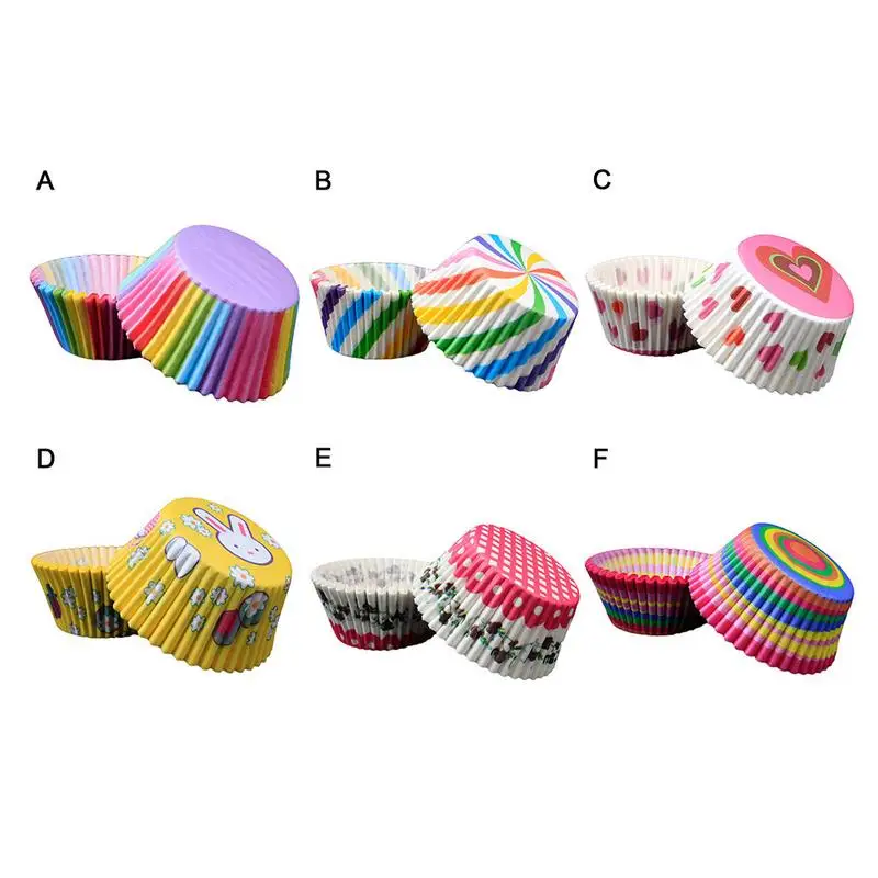 

Hot 100pcs Baking Cake Cup Color Muffin Packaging Tray Chocolate Carton Liner Festive Party Decoration Tools