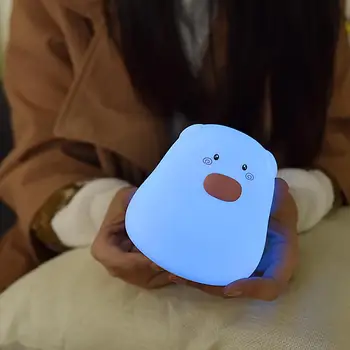 

Mini Cute Pig LED Night Light Silicone Touch Pat Sensor 7 Colors 2 Modes Children Kids Baby Bedroom Bedside Night Lamp