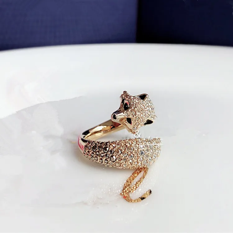 

High Quality Gold Color Silver Fox Wedding Womans Party Rings With Crystals For Women Accessories Sale Jewelry Vintage