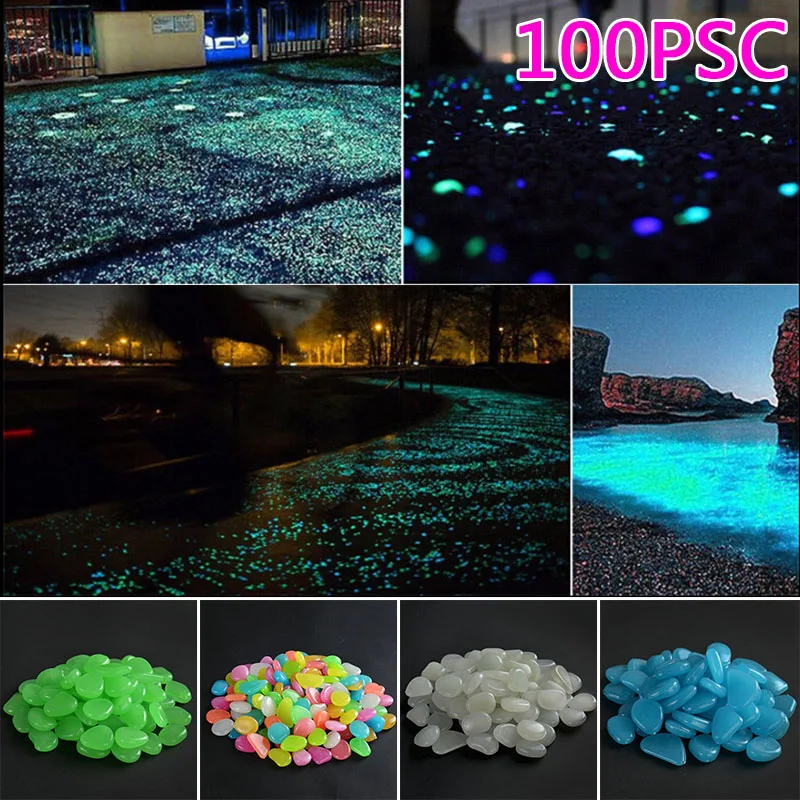 

100pcs Artificial Pebbles Stones Garden Fish Tank Artificial Luminous Glow In The Dark Lawn Garden Fish Tank Aquarium Decoration