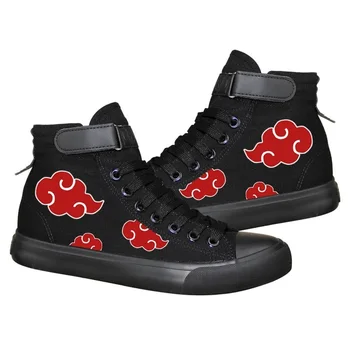 

Anime Cosplay Naruto Canvas Lace Up Black Shoes Uchiha Itachi Akatsuki Casual Plimsolls Canvas Rope Soled Shoes Unisex