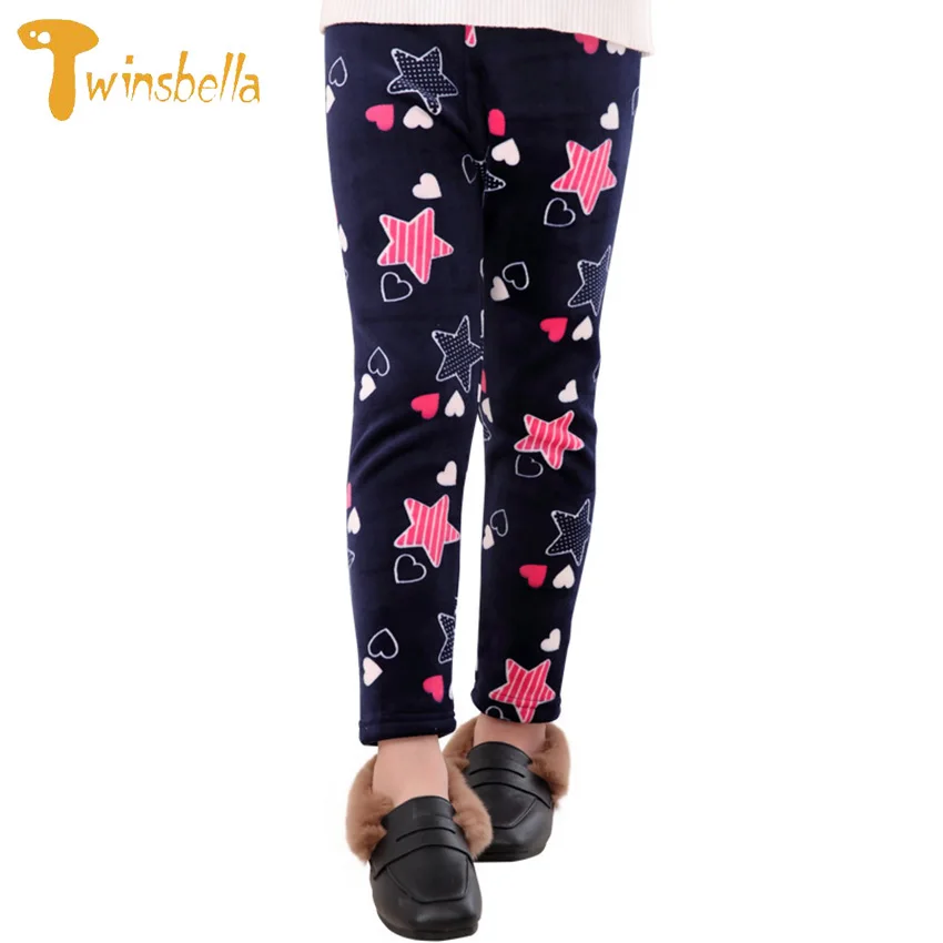 

Girls Warm Winter Clothing Children Velvet Long Pants Girls Geometric Patterns Kids Bow Leggings Child Stripe Thicken Leggings