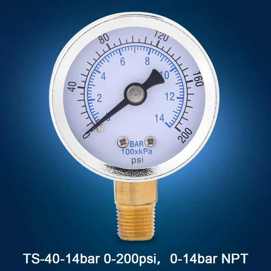

0-200psi 0-14bar Tyre Pressure Meter 40mm Dial Meter 1/8 Vacuum Gauge measuring tool