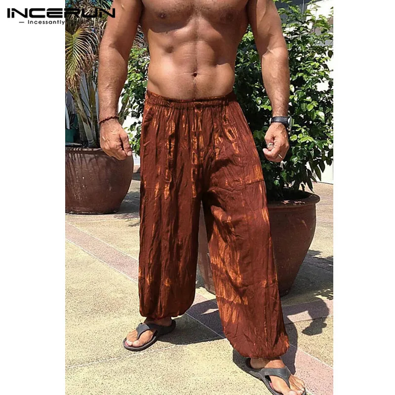 INCERUN Lose Hosen Baggy Breite Beine Hosen Männer Casual Hosen Tie Dye Drucken Elastische Taille Jogger Hosen Dance Jogginghose Hombre