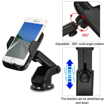 Wireless Car Charger 10W Phone Stand Holder Automatic Suction Charger Adapter Anti-slip for Android for iPhone7.5 Fast Charge