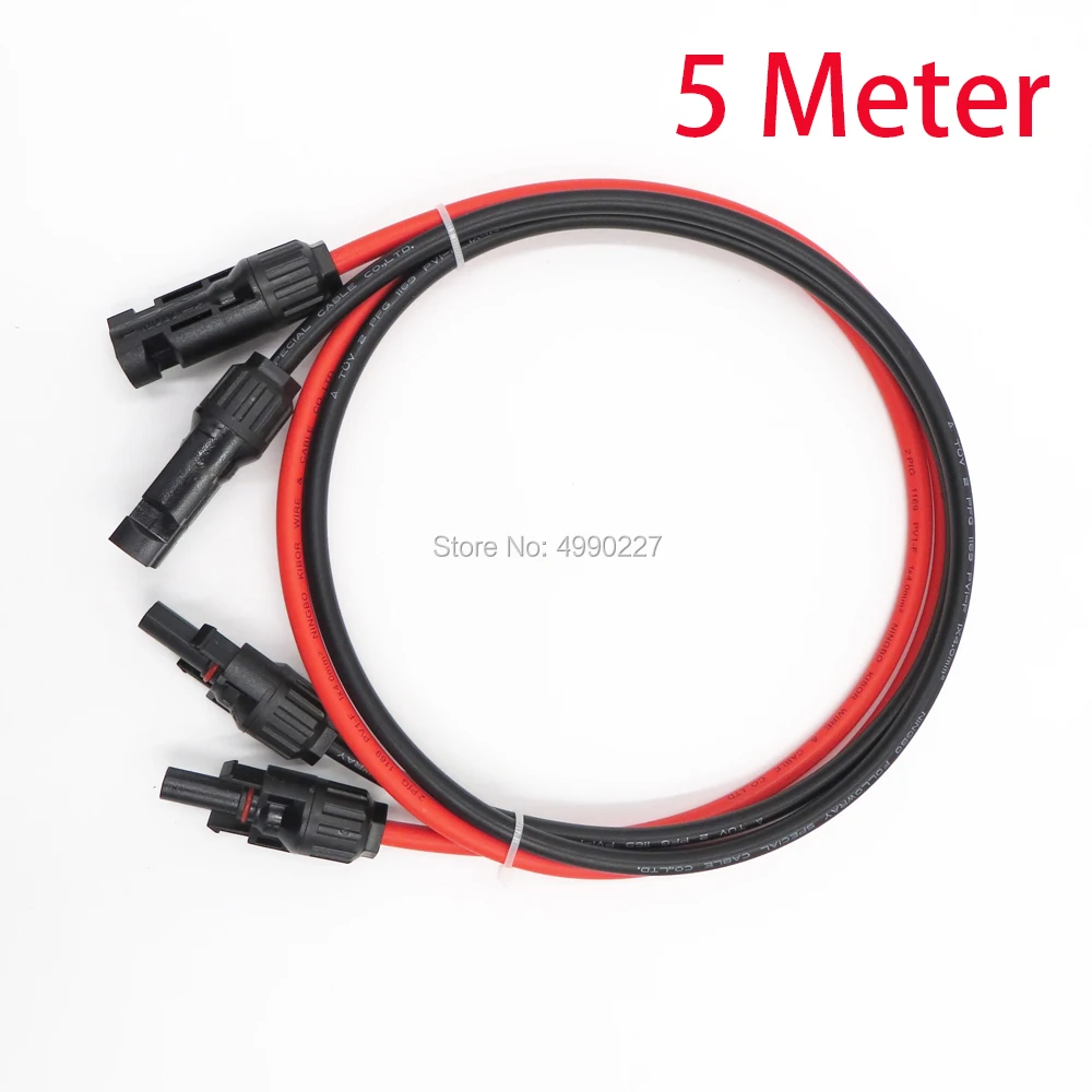 

MC4 solar PV cable for solar panel connect,2 Pairs Male and female connectors Tinned-Copper parallel Series 5 meter extend cable